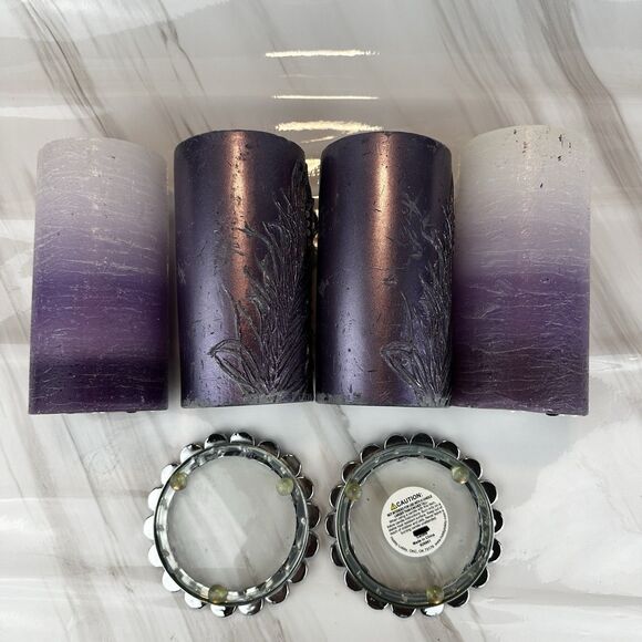 Purple Decorative Bedazzled Candles & Holders Single Wick & Battery Operated - Picture 9 of 14